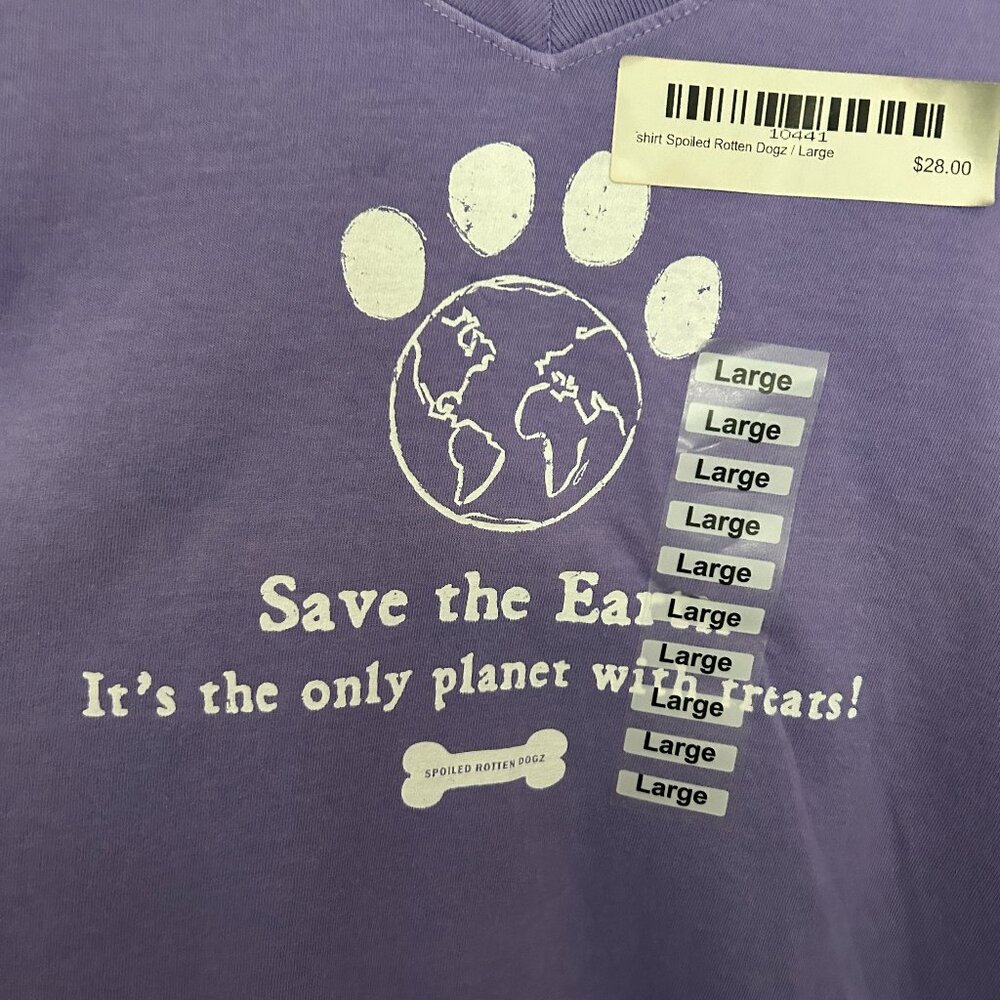 Womens Spoiled Rotten Dogz Funny Purple Vneck T Shirt Size Large NEW Dog Treats